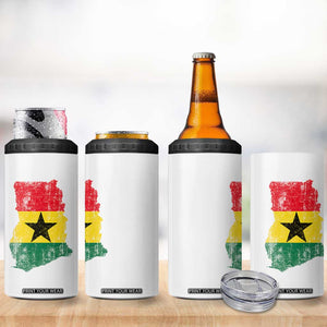 Vintage Ghana Map Flag 4 in 1 Can Cooler Tumbler Distressed Proud Ghanaian Heritage African Pride