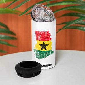 Vintage Ghana Map Flag 4 in 1 Can Cooler Tumbler Distressed Proud Ghanaian Heritage African Pride