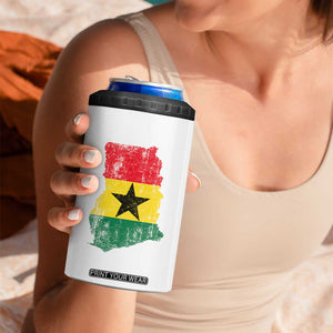 Vintage Ghana Map Flag 4 in 1 Can Cooler Tumbler Distressed Proud Ghanaian Heritage African Pride