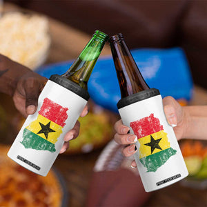 Vintage Ghana Map Flag 4 in 1 Can Cooler Tumbler Distressed Proud Ghanaian Heritage African Pride