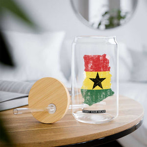 Vintage Ghana Map Flag Glass Can Distressed Proud Ghanaian Heritage African Pride