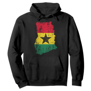 Vintage Ghana Map Flag Hoodie Distressed Proud Ghanaian Heritage African Pride