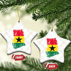 Vintage Ghana Map Flag Ceramic Ornament Distressed Proud Ghanaian Heritage African Pride