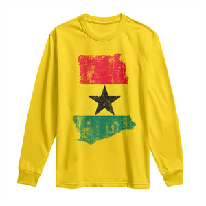 Vintage Ghana Map Flag Long Sleeve Shirt Distressed Proud Ghanaian Heritage African Pride