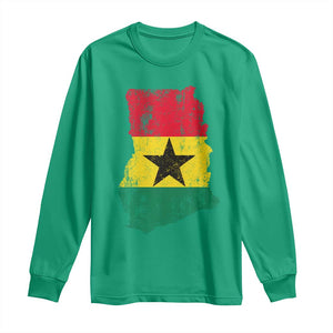 Vintage Ghana Map Flag Long Sleeve Shirt Distressed Proud Ghanaian Heritage African Pride