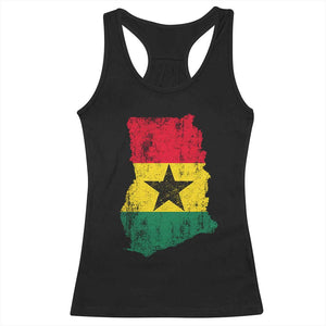 Vintage Ghana Map Flag Racerback Tank Top Distressed Proud Ghanaian Heritage African Pride