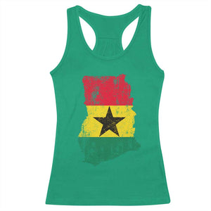 Vintage Ghana Map Flag Racerback Tank Top Distressed Proud Ghanaian Heritage African Pride