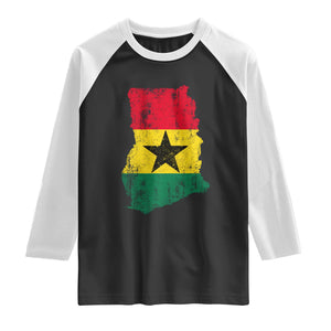 Vintage Ghana Map Flag Raglan Shirt Distressed Proud Ghanaian Heritage African Pride