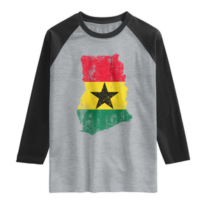 Vintage Ghana Map Flag Raglan Shirt Distressed Proud Ghanaian Heritage African Pride