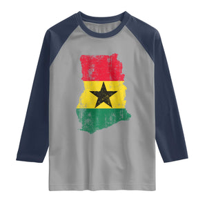 Vintage Ghana Map Flag Raglan Shirt Distressed Proud Ghanaian Heritage African Pride