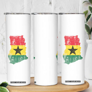 Vintage Ghana Map Flag Skinny Tumbler Distressed Proud Ghanaian Heritage African Pride