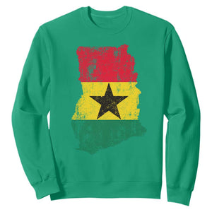 Vintage Ghana Map Flag Sweatshirt Distressed Proud Ghanaian Heritage African Pride