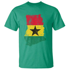 Vintage Ghana Map Flag T Shirt Distressed Proud Ghanaian Heritage African Pride