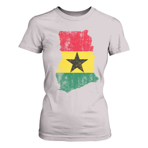 Vintage Ghana Map Flag T Shirt For Women Distressed Proud Ghanaian Heritage African Pride
