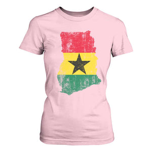 Vintage Ghana Map Flag T Shirt For Women Distressed Proud Ghanaian Heritage African Pride