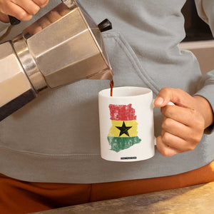 Vintage Ghana Map Flag Coffee Mug Distressed Proud Ghanaian Heritage African Pride