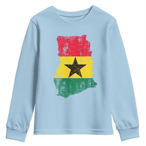 Vintage Ghana Map Flag Youth Sweatshirt Distressed Proud Ghanaian Heritage African Pride