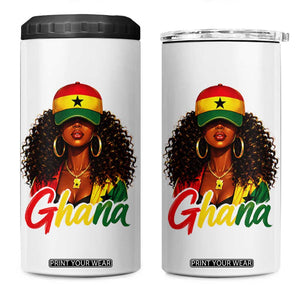 Ghanaian Princess Ghana Flag Melanin 4 in 1 Can Cooler Tumbler Black Girls