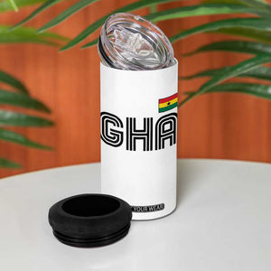 Proud Ghanaian 4 in 1 Can Cooler Tumbler Minimalist Ghana Typography Design Ghana Flag