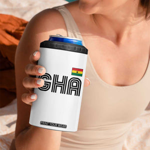 Proud Ghanaian 4 in 1 Can Cooler Tumbler Minimalist Ghana Typography Design Ghana Flag