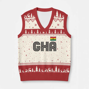 Proud Ghanaian V-Neck Knit Sweater Vest Minimalist Ghana Typography Design Ghana Flag