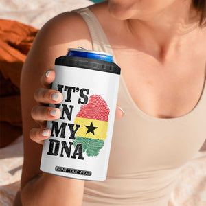 Its In My DNA Ghana 4 in 1 Can Cooler Tumbler Fingerprint Flag Proud Ghanaian Heritage Ghanese Roots