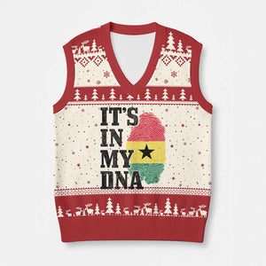 Its In My DNA Ghana V-Neck Knit Sweater Vest Fingerprint Flag Proud Ghanaian Heritage Ghanese Roots