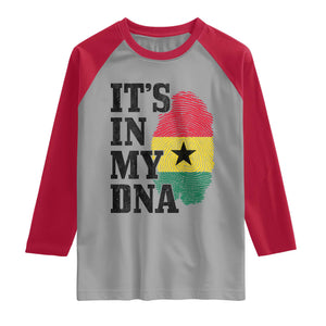 Its In My DNA Ghana Raglan Shirt Fingerprint Flag Proud Ghanaian Heritage Ghanese Roots