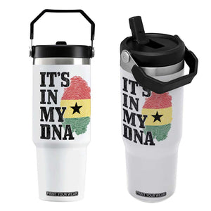 Its In My DNA Ghana Flip Straw Tumbler Fingerprint Flag Proud Ghanaian Heritage Ghanese Roots
