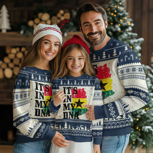 Its In My DNA Ghana Ugly Christmas Sweater Proud Ghanaian Heritage Ghanese Roots Vintage Ghana Map Flag