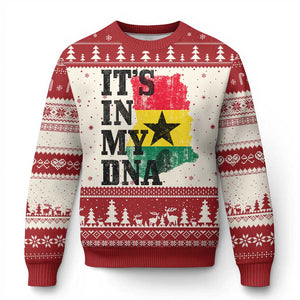 Its In My DNA Ghana Ugly Christmas Sweater Proud Ghanaian Heritage Ghanese Roots Vintage Ghana Map Flag