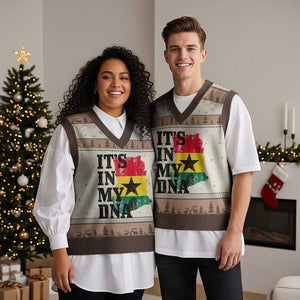 Its In My DNA Ghana V-Neck Knit Sweater Vest Proud Ghanaian Heritage Ghanese Roots Vintage Ghana Map Flag