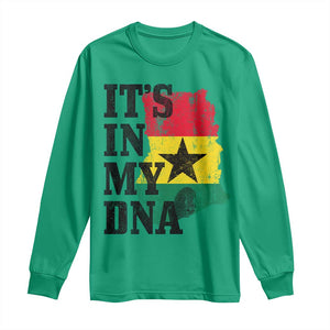 Its In My DNA Ghana Long Sleeve Shirt Proud Ghanaian Heritage Ghanese Roots Vintage Ghana Map Flag