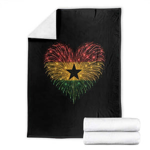 Ghana Flag Heart Ghanaian Flag Throw Blanket Heart Fireworks Patriotic Independence Day Celebration Graphic