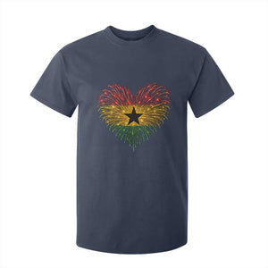 Ghana Flag Heart Ghanaian Flag T Shirt For Kid Heart Fireworks Patriotic Independence Day Celebration Graphic