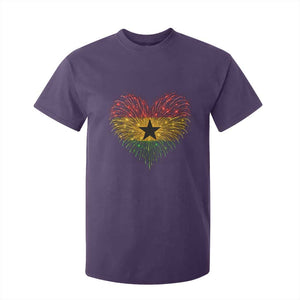Ghana Flag Heart Ghanaian Flag T Shirt For Kid Heart Fireworks Patriotic Independence Day Celebration Graphic