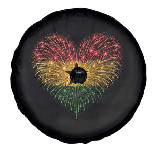Ghana Flag Heart Ghanaian Flag Spare Tire Cover Heart Fireworks Patriotic Independence Day Celebration Graphic