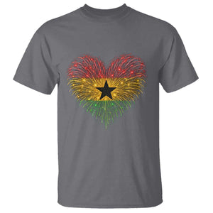 Ghana Flag Heart Ghanaian Flag T Shirt Heart Fireworks Patriotic Independence Day Celebration Graphic