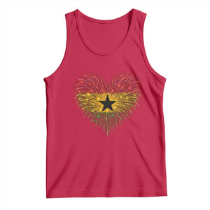 Ghana Flag Heart Ghanaian Flag Tank Top Heart Fireworks Patriotic Independence Day Celebration Graphic