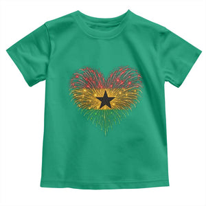 Ghana Flag Heart Ghanaian Flag Toddler T Shirt Heart Fireworks Patriotic Independence Day Celebration Graphic