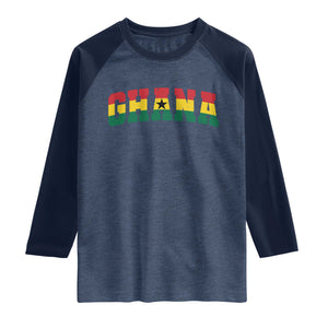 Vintage Ghana Flag Varsity Raglan Shirt Classic Ghanaian Pride Heritage Graphic