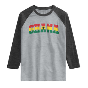 Vintage Ghana Flag Varsity Raglan Shirt Classic Ghanaian Pride Heritage Graphic