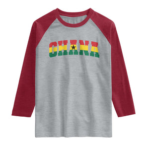 Vintage Ghana Flag Varsity Raglan Shirt Classic Ghanaian Pride Heritage Graphic