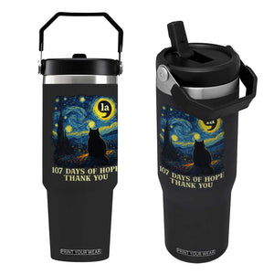 107 Days of Hope Thank You Kamala Flip Straw Tumbler Cat Starry Night Van Gogh Comma La Harris TS10 One Size: 30 oz Black Print Your Wear