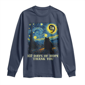 107 Days of Hope Thank You Kamala Long Sleeve Shirt Cat Starry Night Van Gogh Comma La Harris TS10 Navy Print Your Wear