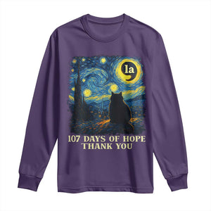 107 Days of Hope Thank You Kamala Long Sleeve Shirt Cat Starry Night Van Gogh Comma La Harris TS10 Purple Print Your Wear