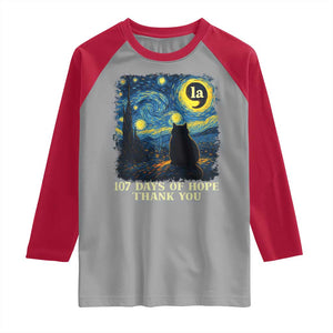 107 Days of Hope Thank You Kamala Raglan Shirt Cat Starry Night Van Gogh Comma La Harris TS10 Sport Gray Red Print Your Wear