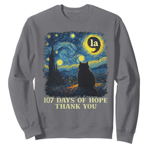 107 Days of Hope Thank You Kamala Sweatshirt Cat Starry Night Van Gogh Comma La Harris TS10 Charcoal Print Your Wear