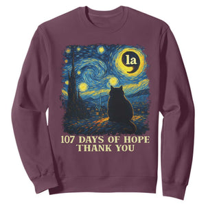 107 Days of Hope Thank You Kamala Sweatshirt Cat Starry Night Van Gogh Comma La Harris TS10 Maroon Print Your Wear