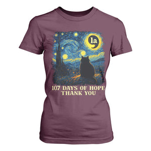 107 Days of Hope Thank You Kamala T Shirt For Women Cat Starry Night Van Gogh Comma La Harris TS10 Maroon Print Your Wear